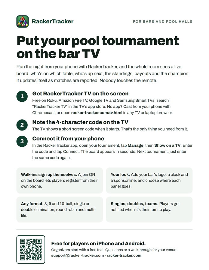 One-page guide: Put your pool tournament on the bar TV